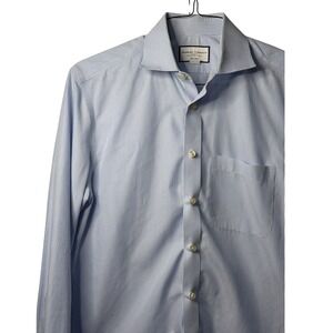 Charles Tyrwhitt Dress Shirt Mens 15.5/33 Blue Stripe Slim Non-Iron Long Sleeve